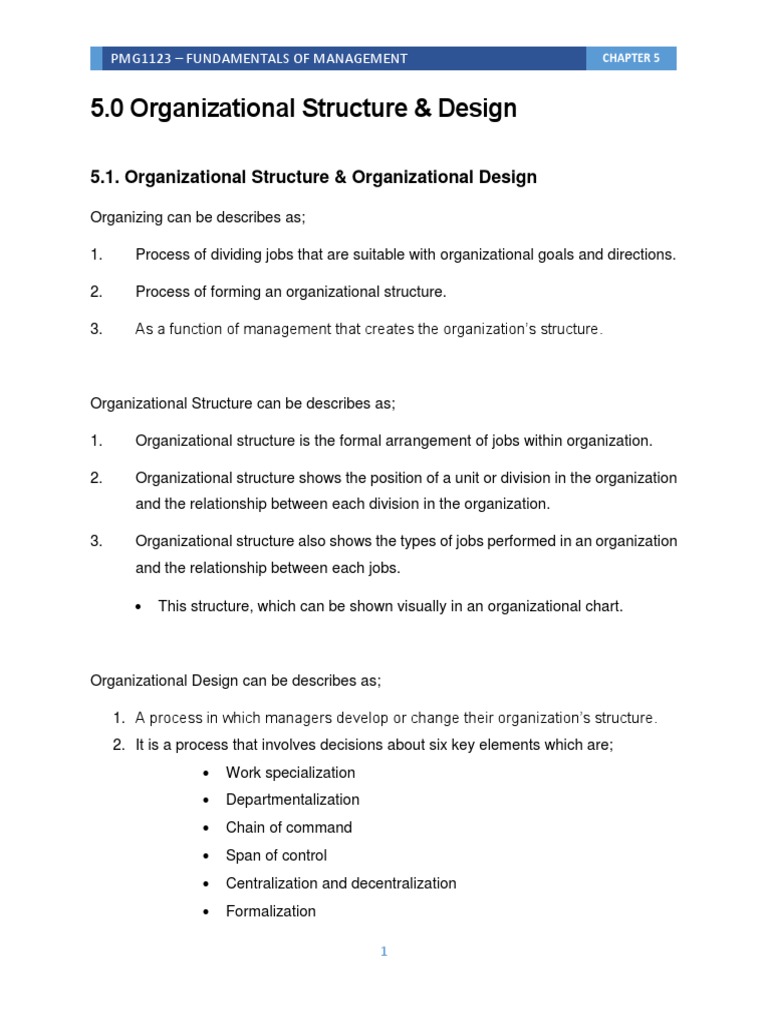 PMG Note Chapter 5, PDF, Organizational Structure