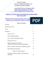 Kerchner v Obama & Congress - DOC 00 - Table of Contents for 2nd Amended Complaint