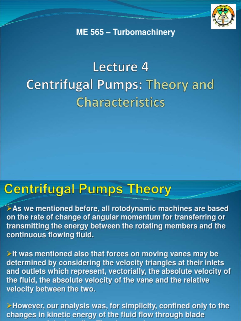 (4) Turbomachinerycentrifugal pumps theory PDF Rotation Around A
