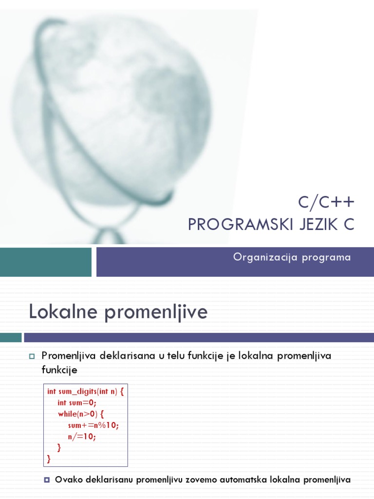 C/C++ Programski Jezik C: Organizacija Programa | PDF