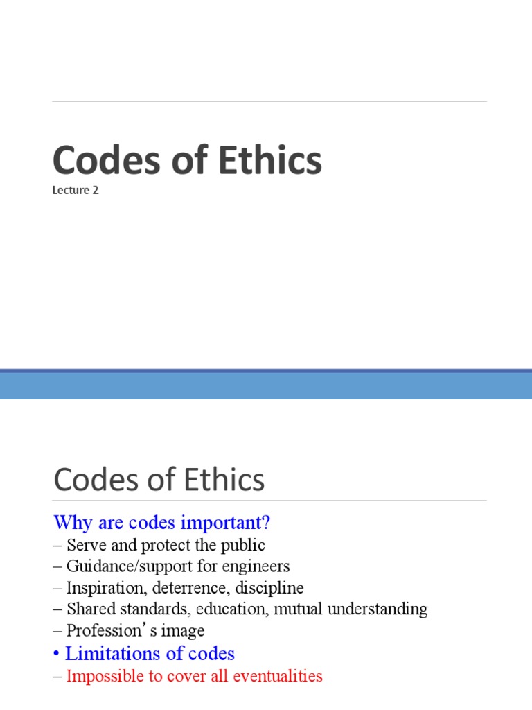 Codes of Conduct and Ethics for Engineers Guiding Principles for