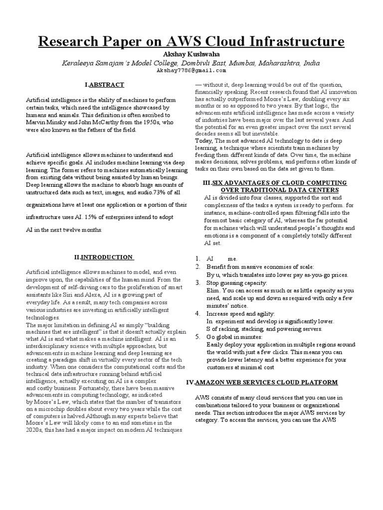 Research Paper On AWS Cloud Infrastructure | PDF | Amazon Web Services ...