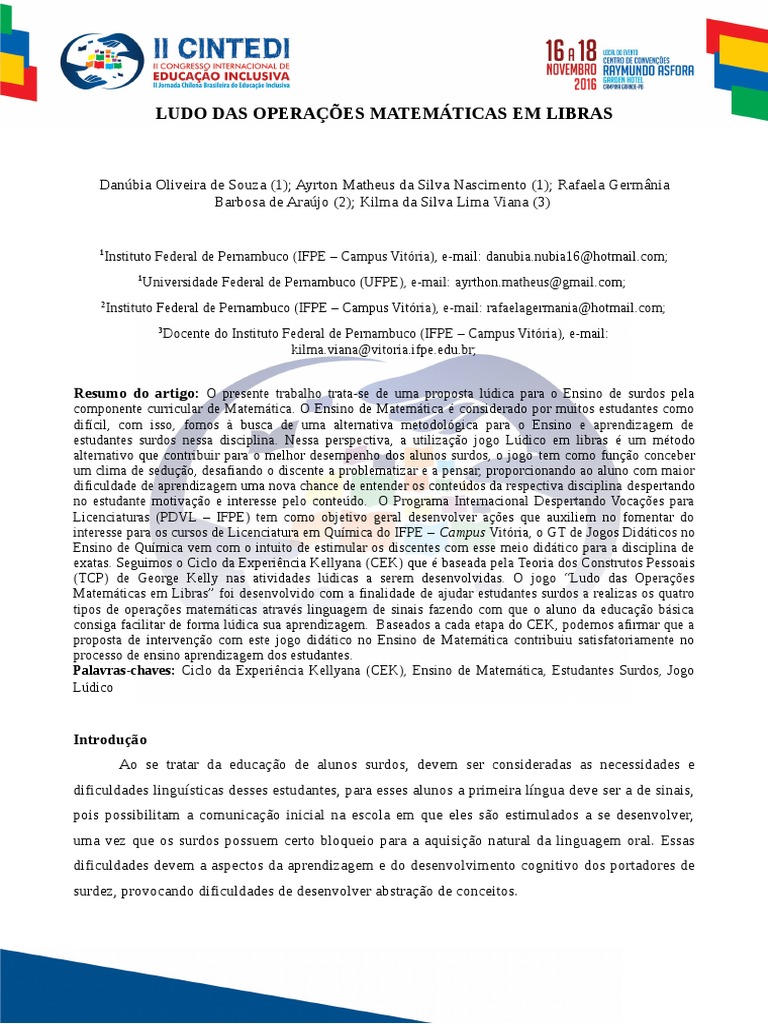 Utilização do jogo de tabuleiro - ludo - no processo de avaliação da  aprendizagem de alunos surdos