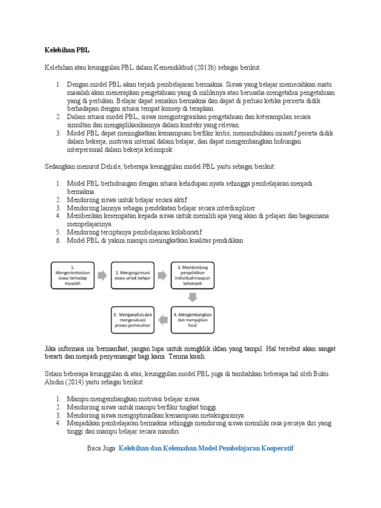 Kelebihan dan Kekurangan PBL | PDF | Karier & Perkembangan ...
