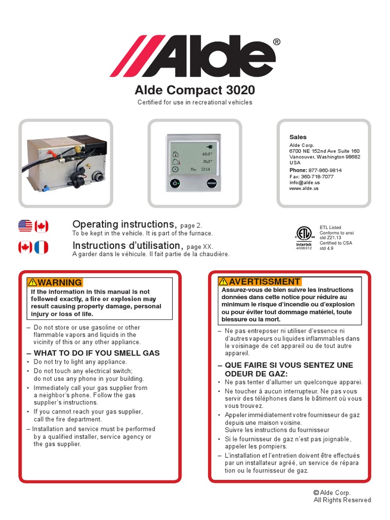 Ade Compact 3020 Opellation Manual | PDF | Gaz | Chimie