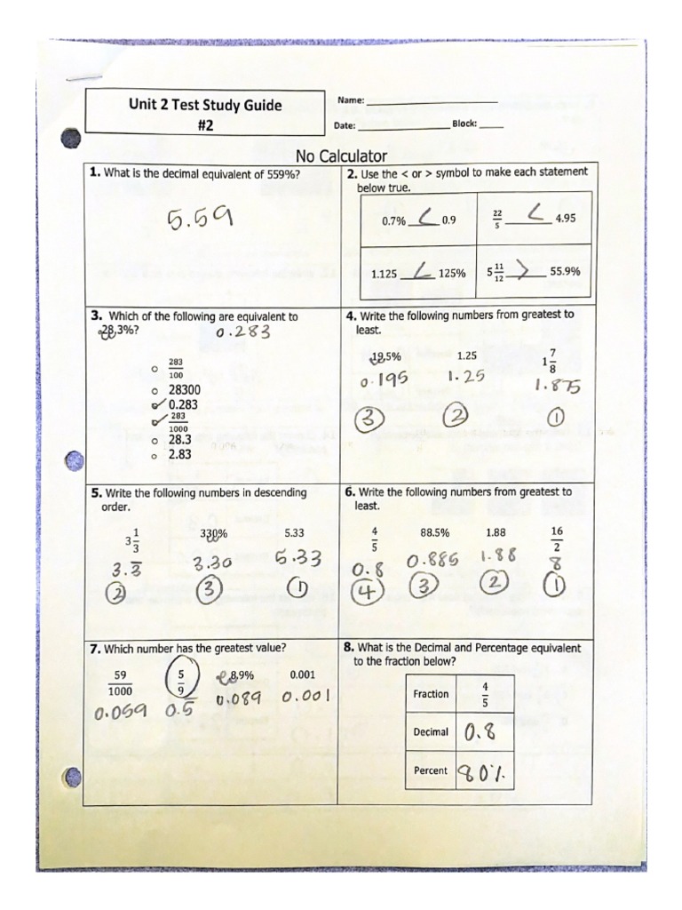 Unit 2 Test Study Guide 2 | PDF