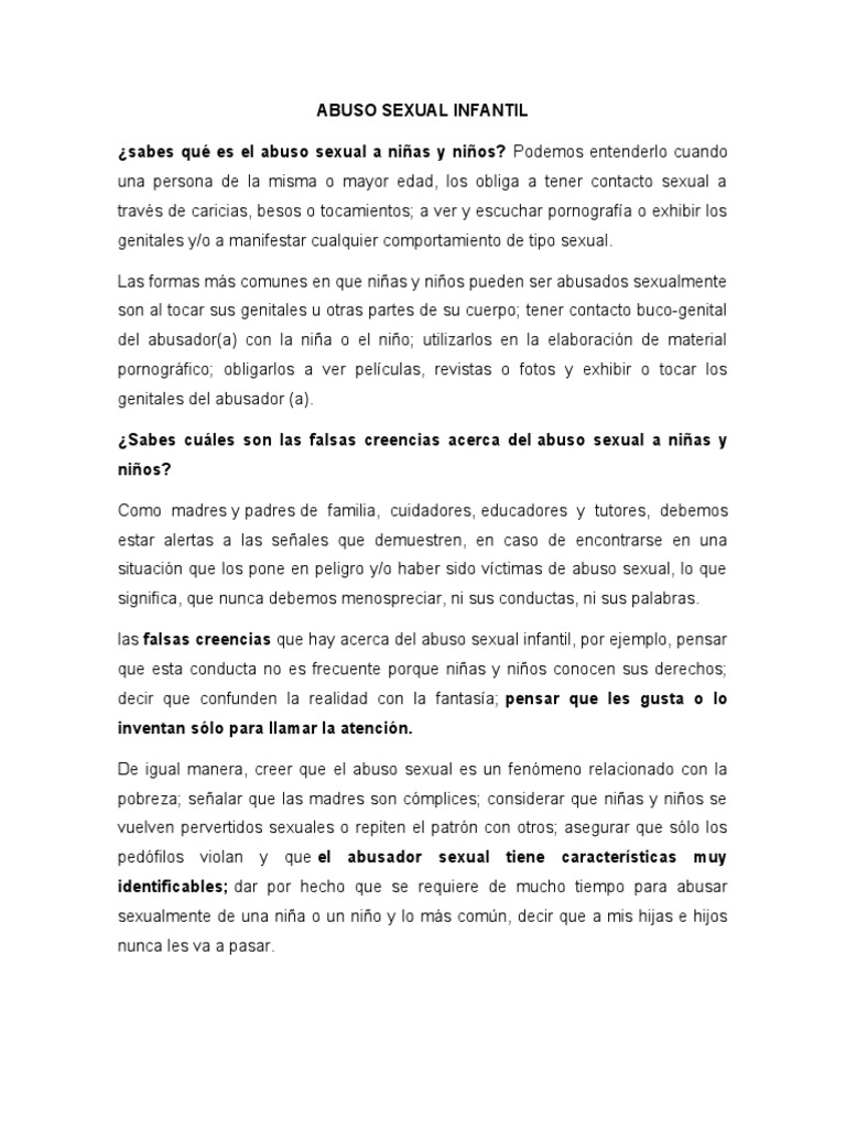 Prevención del Abuso Sexual Infantil | PDF | Abuso sexual | La ...