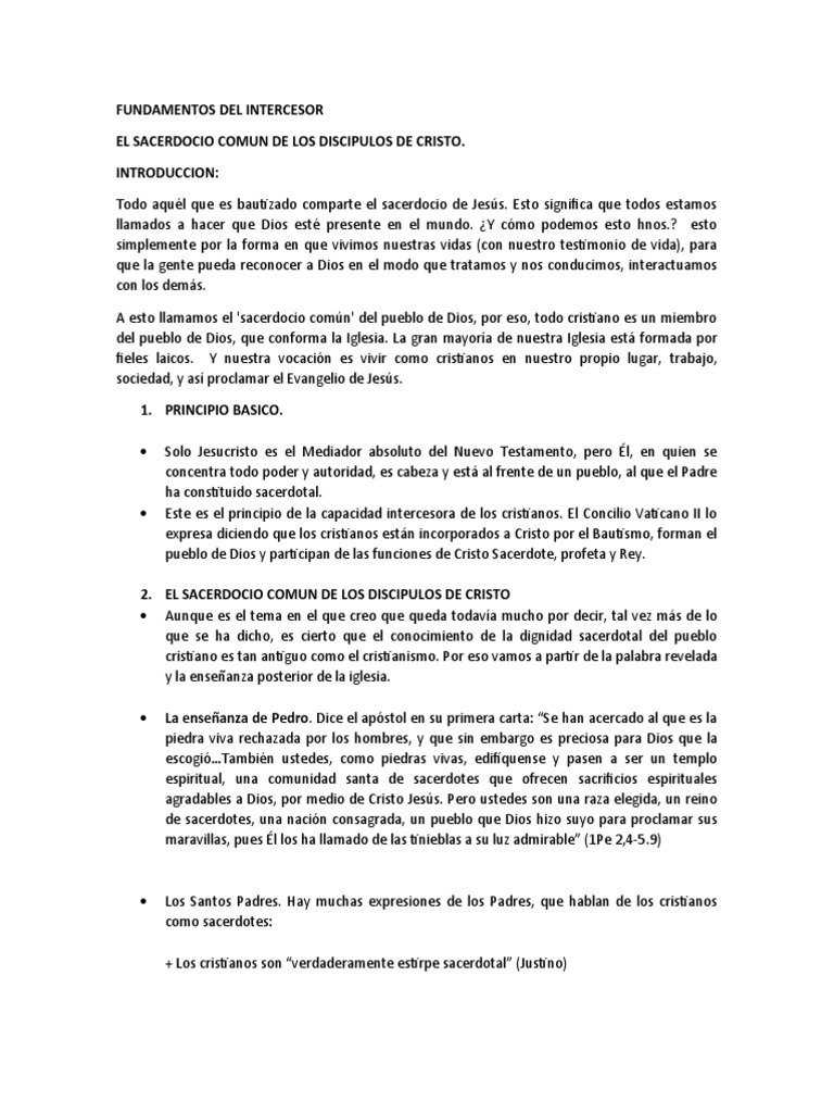 Fundamentos Del Intercesor | PDF | Sacerdote | Iglesia Católica