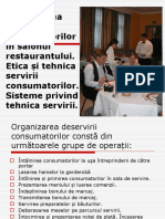 T.4.Organizarea deservirii consumatorilor  în salonul restaurantului.