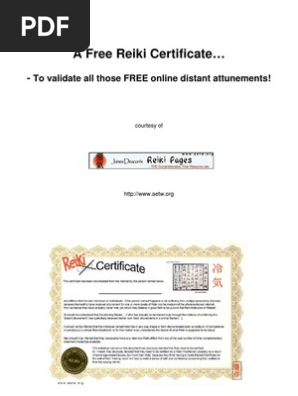 Free Reiki Certificate