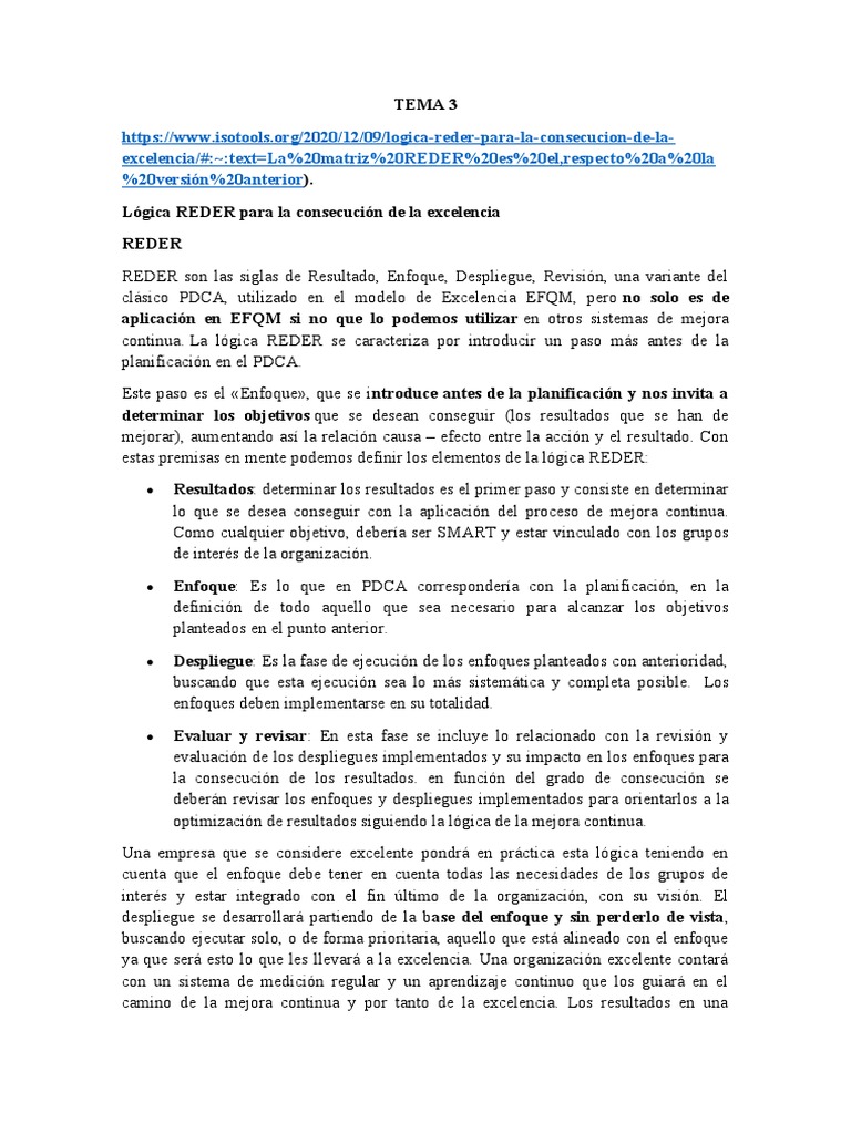 Lógica REDER, EFQM Normas ISO | PDF | Iso 9000 | Calidad (comercial)