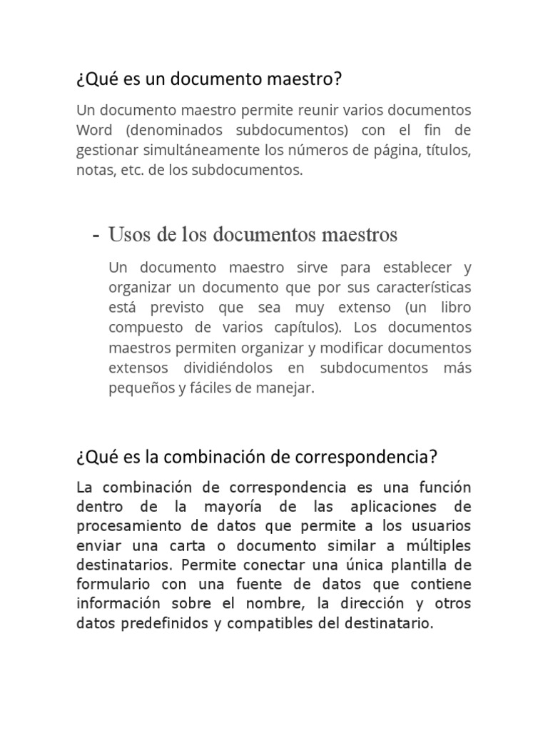 Qué es un documento maestro en Word | PDF | Informática