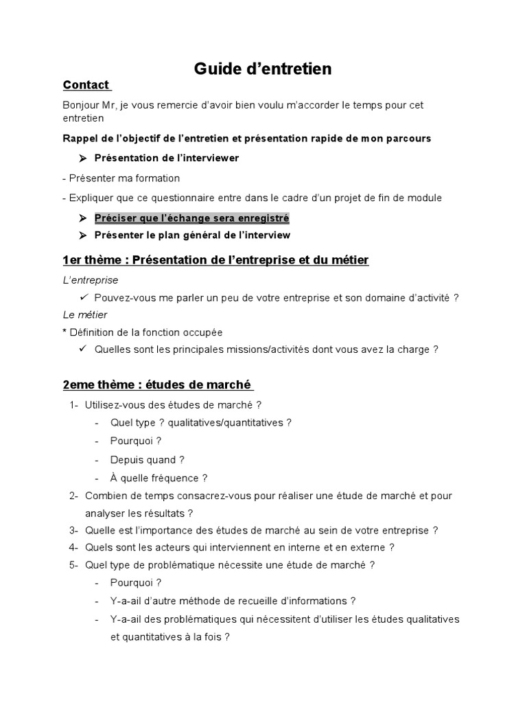 comment faire un guide d entretien téléphonique