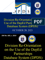 Division Reorientation of The Use of DepEd Partnerships Database System DPDS