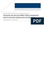 Exclusión Del Servicio Militar 2020 (Reclamación Ante La Comisión Especial de Acreditación)