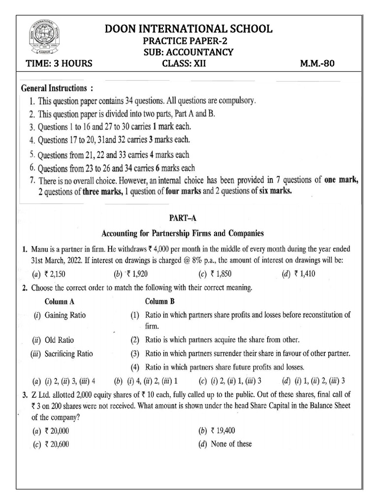 Second Term Practice Set-2 Class XII | PDF