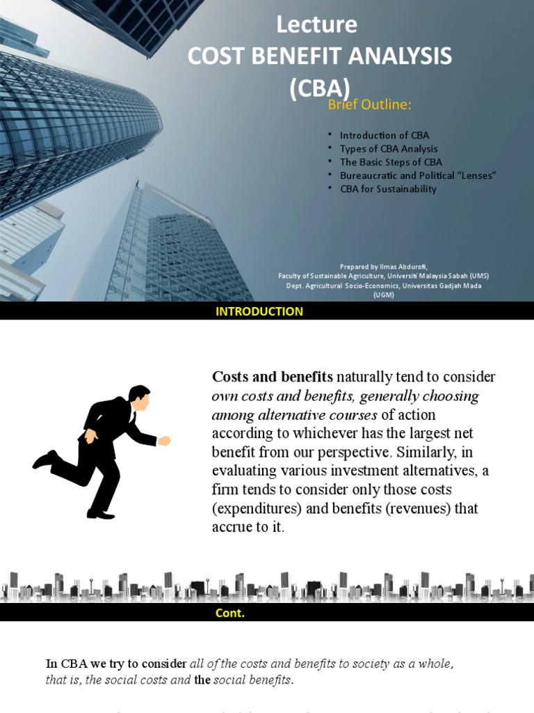 Lecture. Cost and Benefit Analysis PDF CostBenefit Analysis Net