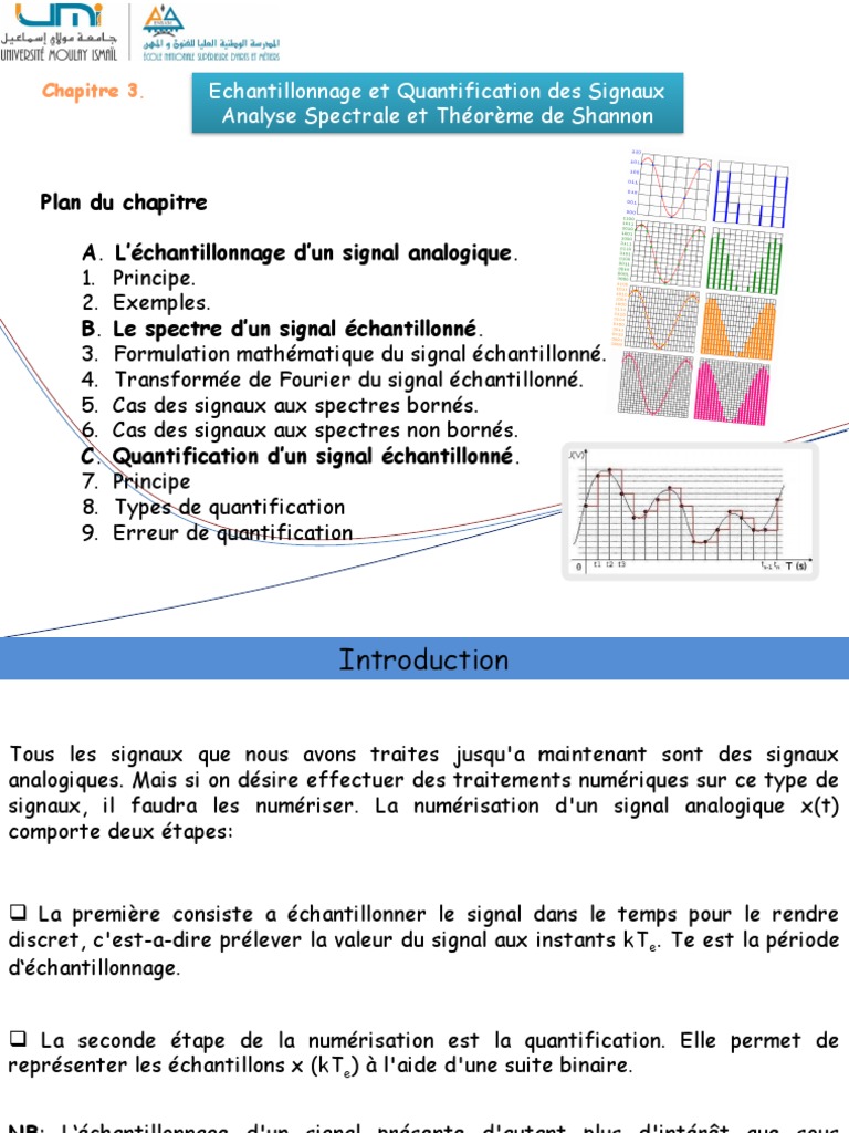 Echantillonnage Et Quantification Chap 3 PDF Échantillonnage (signal) Rapport signal