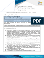 Guía de Actividades y Rúbrica de Evaluación Tarea 1 - Álgebra