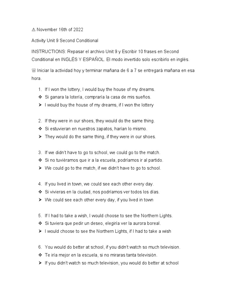 Second Conditional Practice Activity | PDF