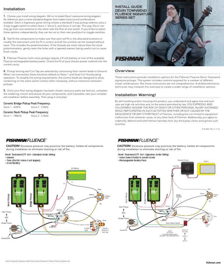 Diagrama de fiação Fishman Fluence passo a passo