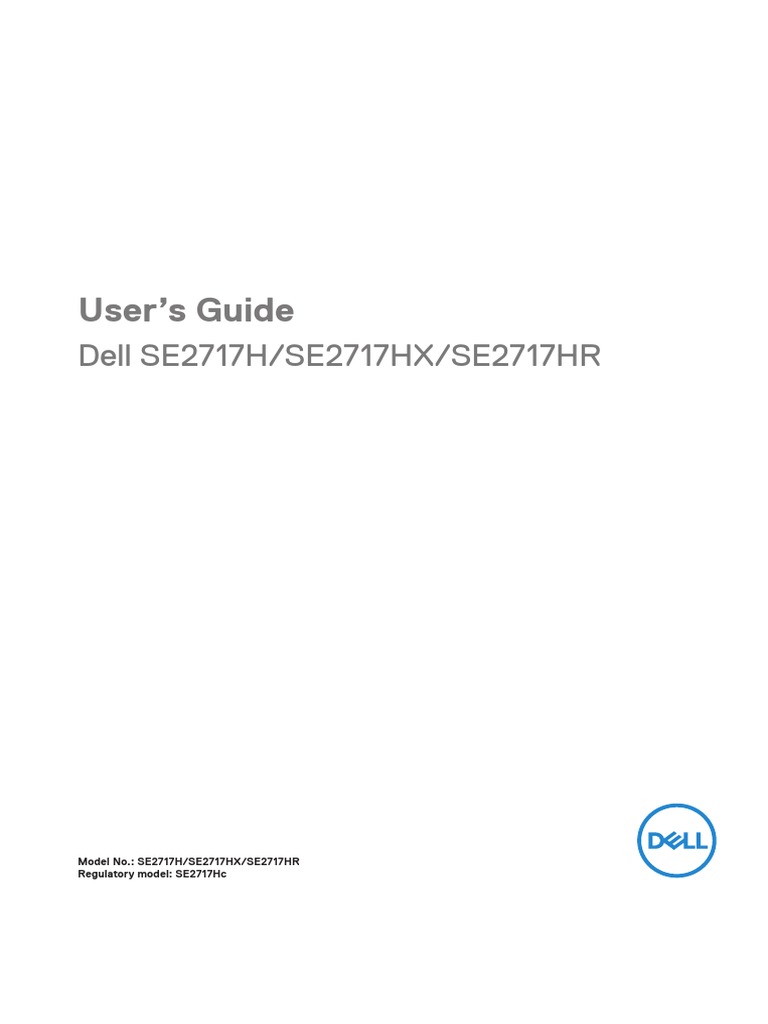 Dell Se2717h Monitor - User's Guide - en Us | PDF | Computer Monitor ...