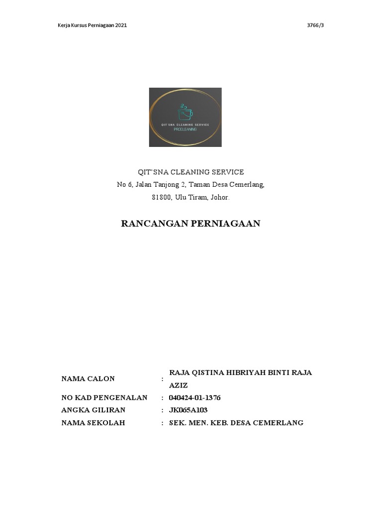 KERJA KHUSUS PERNIAGAAN 2021 - Raja Checked1 (Repaired) | PDF