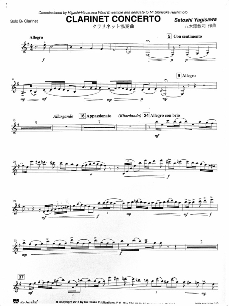 METHOD For SWINGING CLARINET ス (日本語) 楽譜 Clarinet Concerto by Satoshi Yagisawa | PDF | Poetics