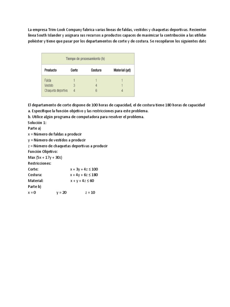 Optimización de Producción en Trim-Look | PDF | Informática | Ciencias ...