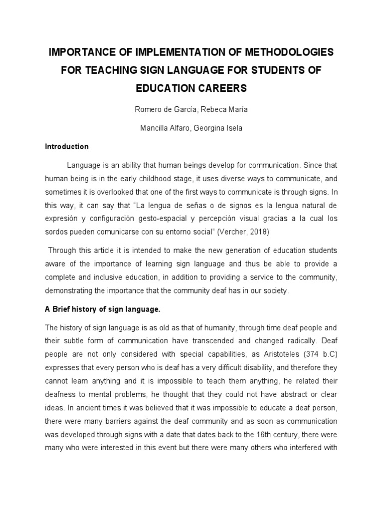 Teaching Sign Language in Education | PDF | Deafness | Sign Language