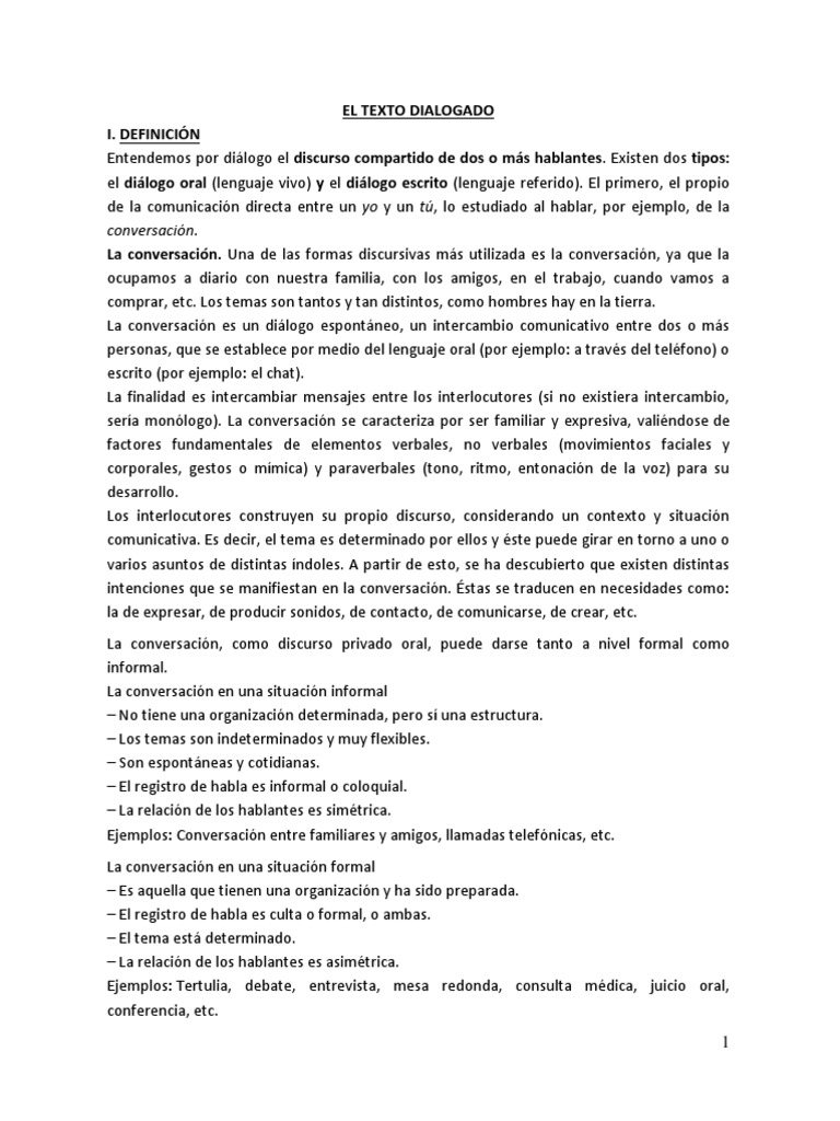 Unidad 5. El Texto Dialogado. CaracterÃ - Sticas, Estructuras y ...
