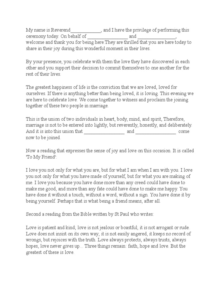Same Sex Marriage Ceremony | PDF