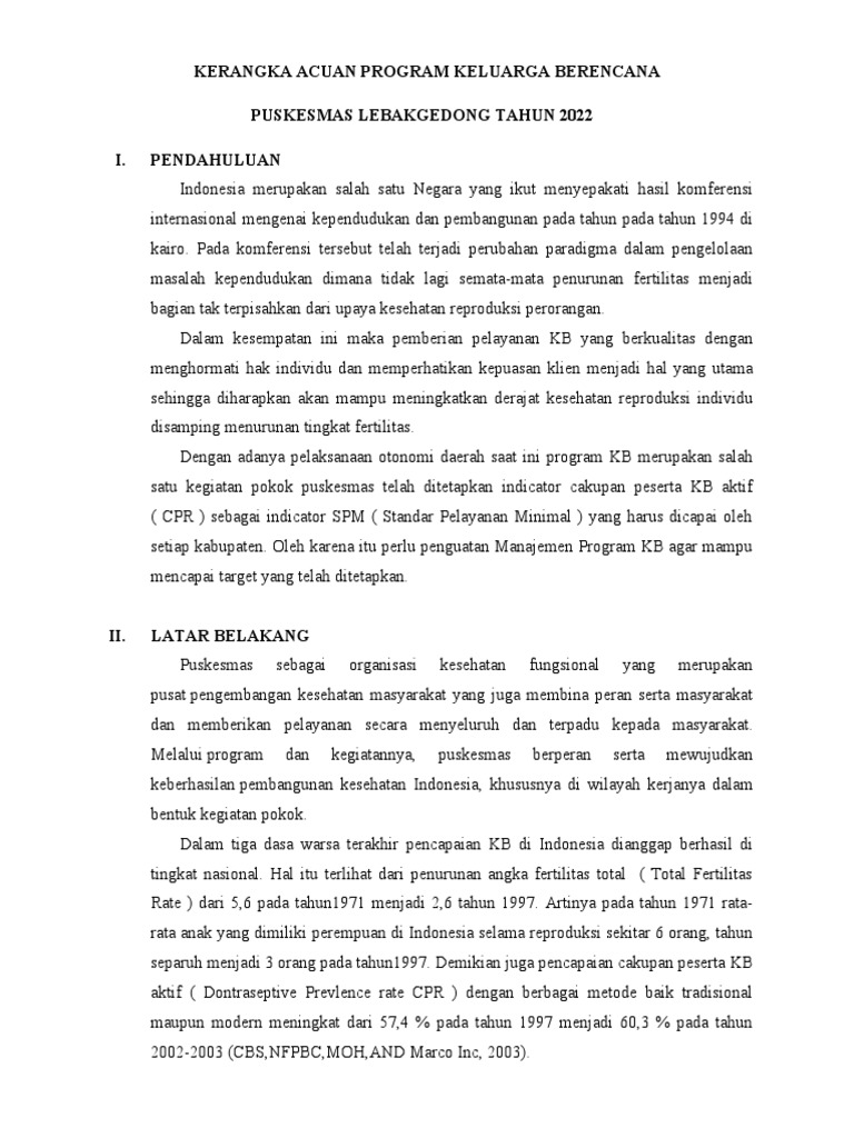 Program KB Puskesmas Lebakgedong 2022 | PDF | Ilmu Sosial