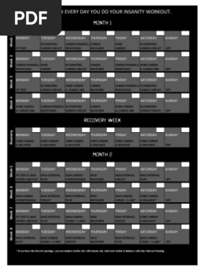 Insanity Calendar