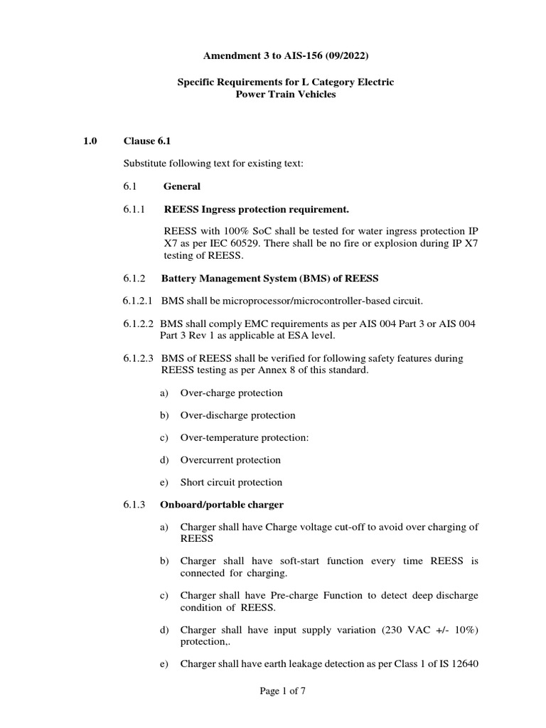 Specific Requirements for Thermal Propagation Testing and Prevention in
