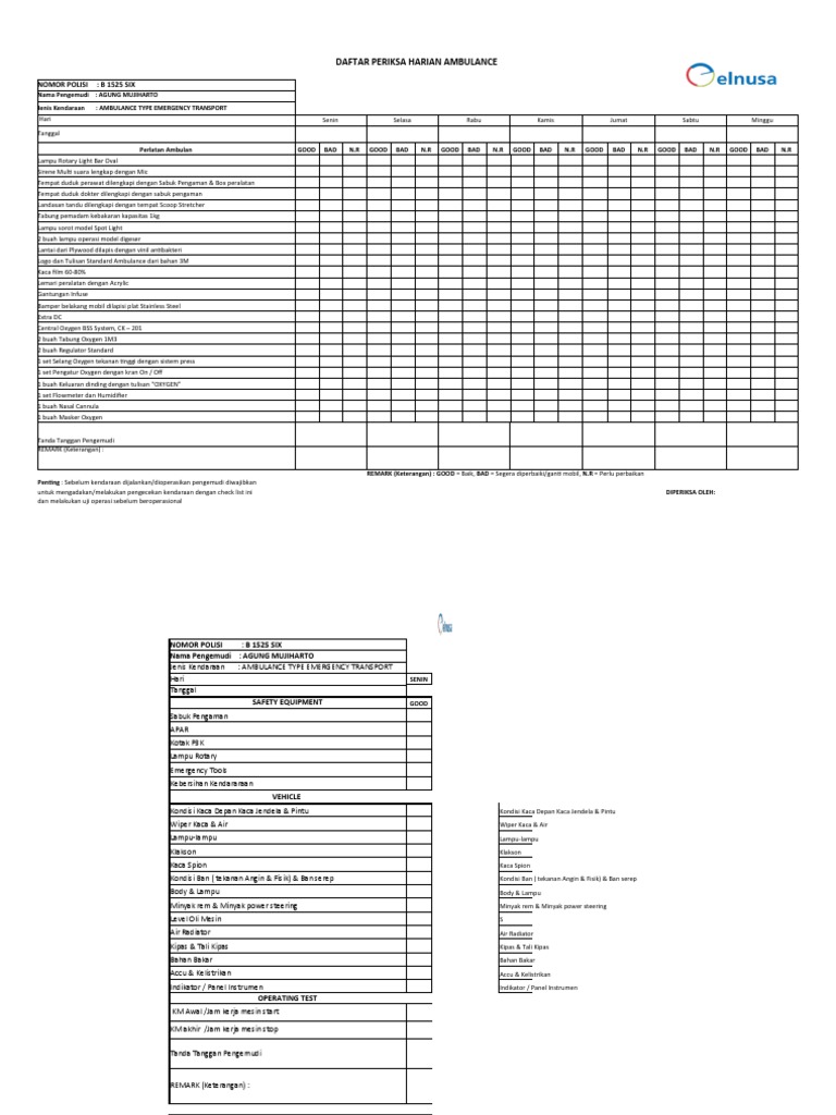 Checklist Ambulance PDF
