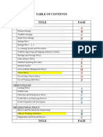 TABLE OF CONTENTS For Manual of Policy