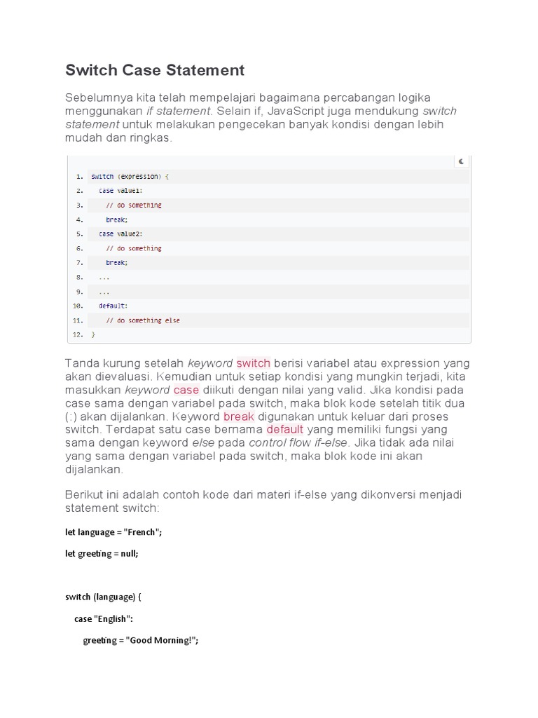 Switch Case Statement | PDF
