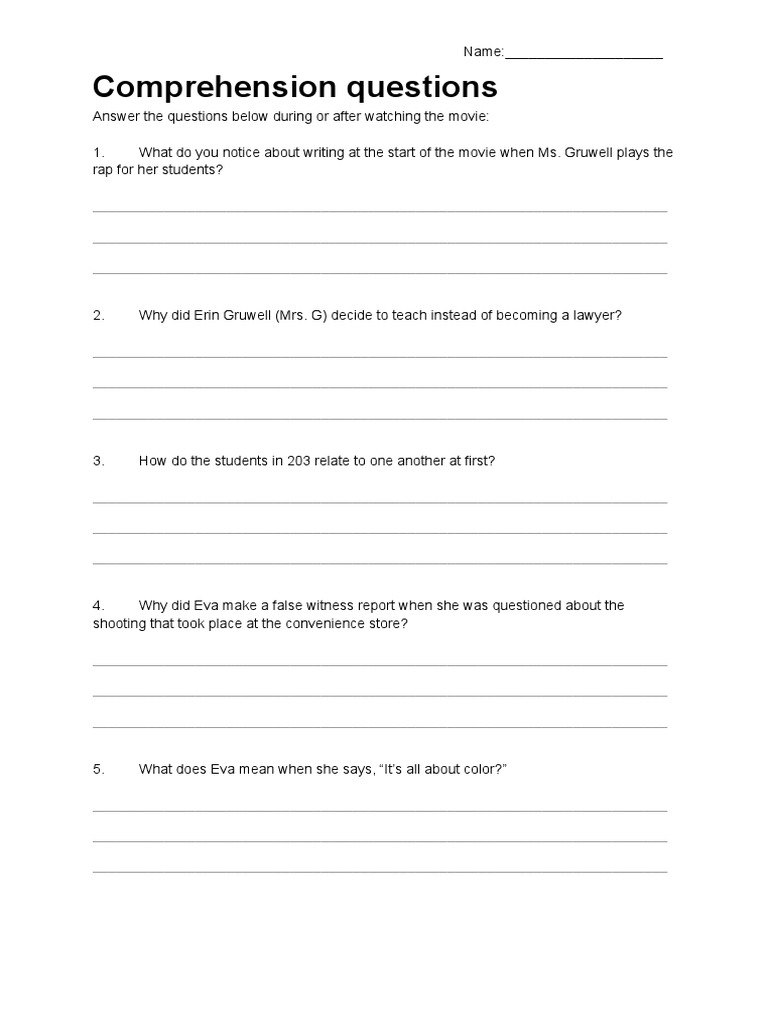 Questions - Freedom Writers | PDF