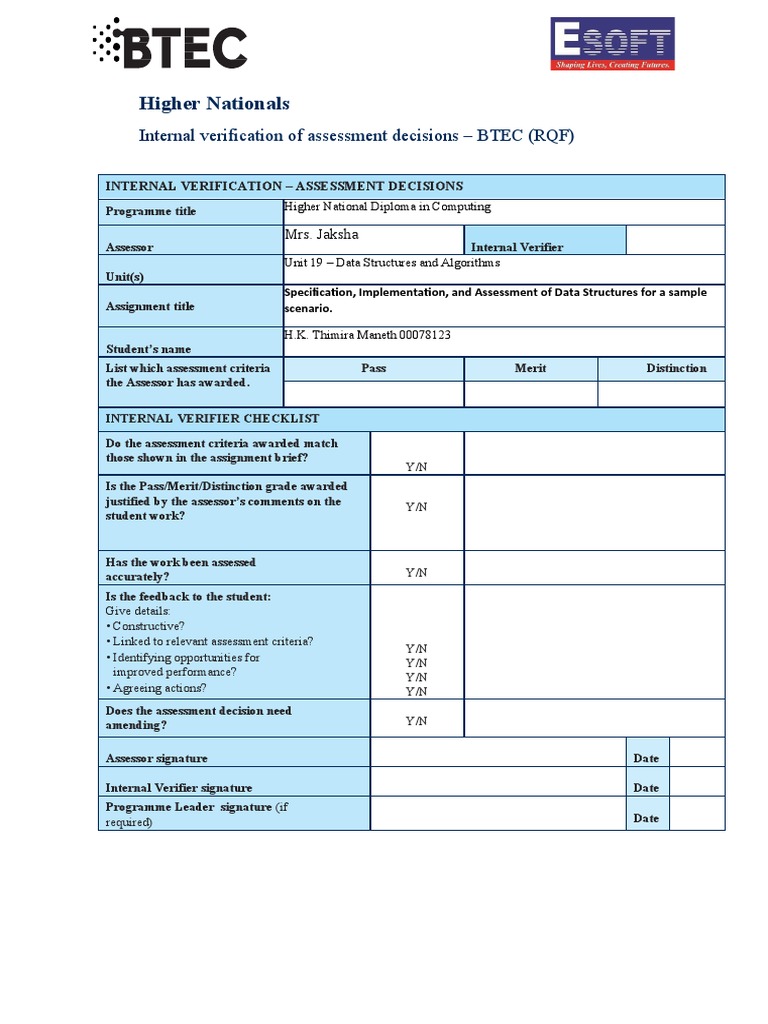 BTEC Internal Verification: Data Structures | PDF | Queue (Abstract ...