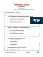 MCQs on nature and significance of management