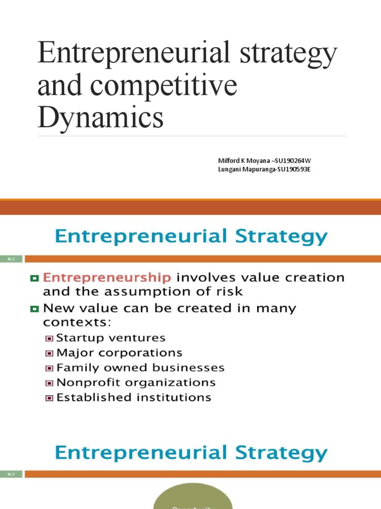 Entrepreneurial strategy and competitive Dynamics PDF