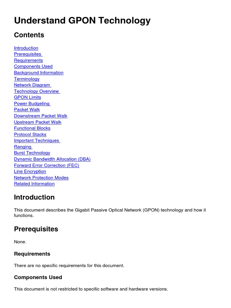 Understanding GPON Technology Guide | PDF | Fiber To The X | Computer ...