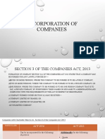 Formation of Companies under the Companies Act 2013