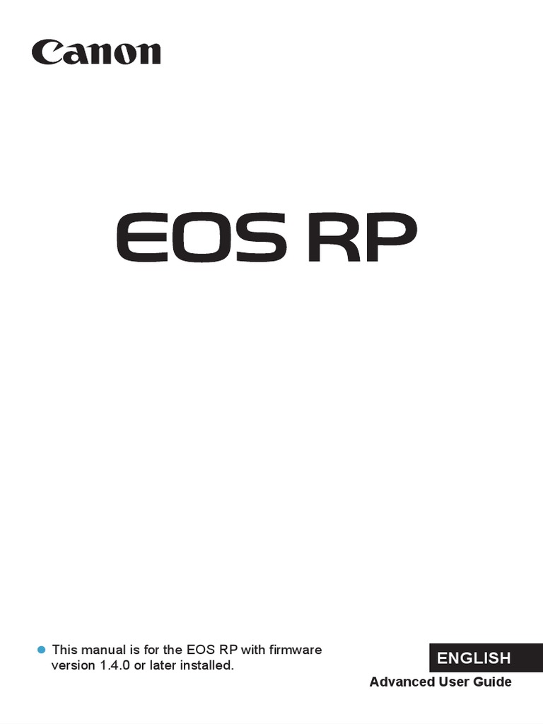 Canon Eos Rp User Guide