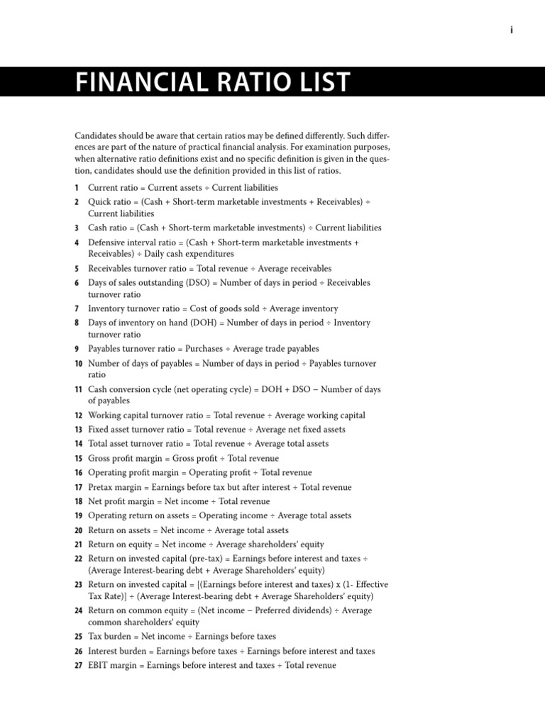 Comprehensive Financial Ratio Guide | PDF | Revenue | Dividend
