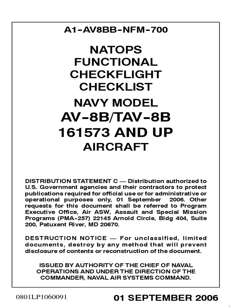AV-8B NATOPS Functional Checklist | PDF | Flight Dynamics (Fixed Wing ...