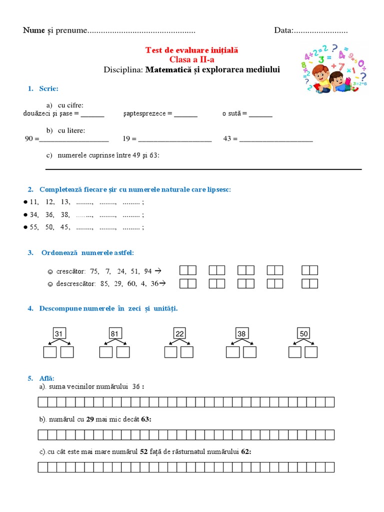 Test de Evaluare Initiala MEM | PDF