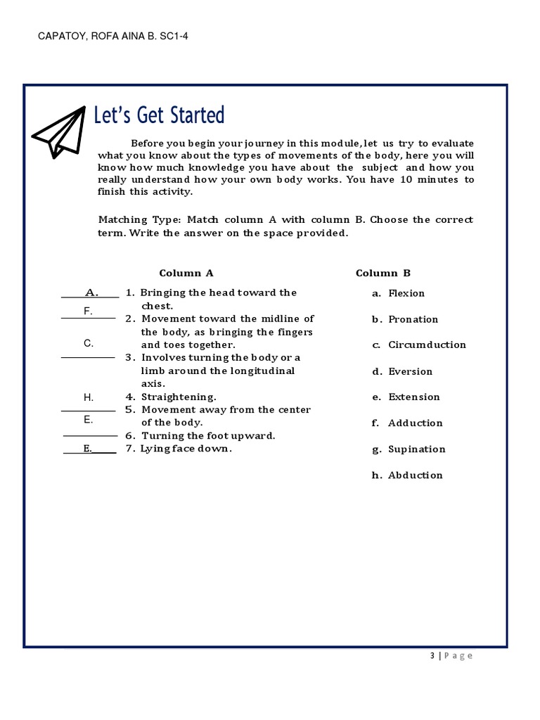 Pathfit 1 Module 3 Pdf Anatomical Terms Of Motion Human Anatomy