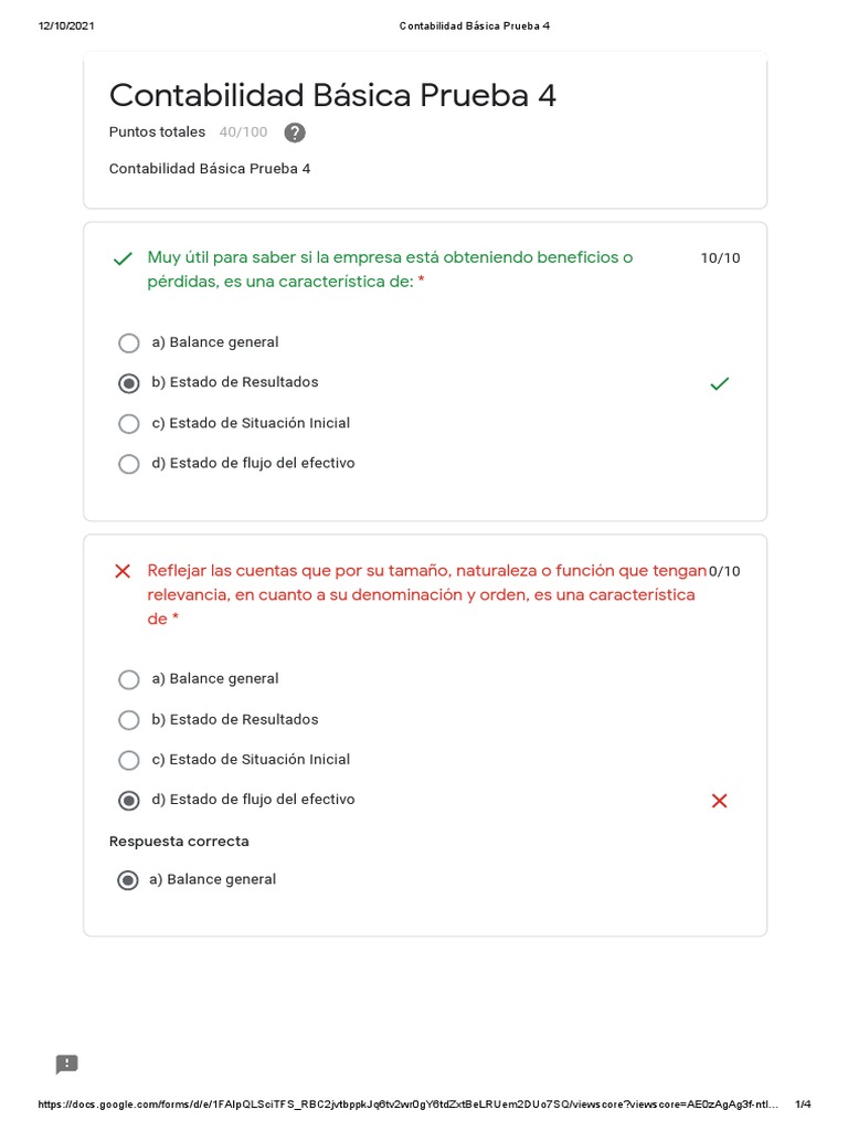 Prueba de Contabilidad Básica 4 | PDF | Contabilidad | Estado de resultados